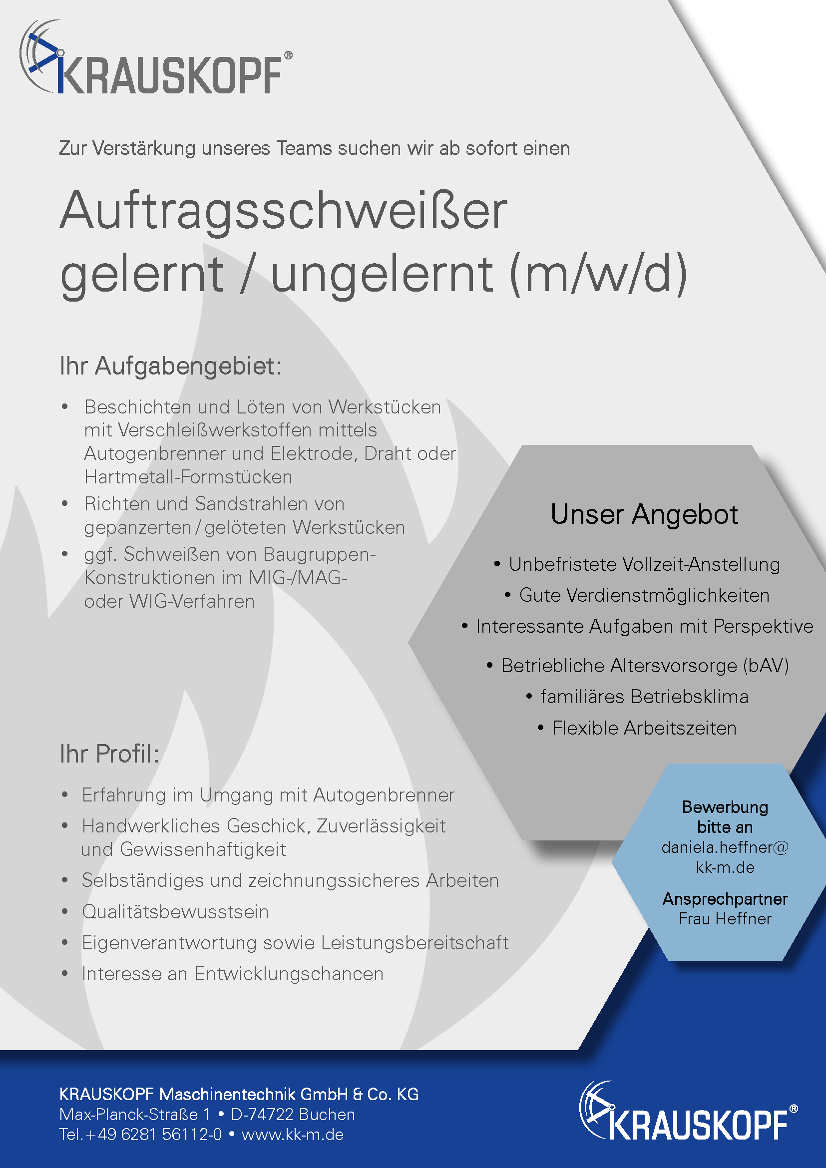 KKM Stellenausschreibung Auftragsschweisser 04 24